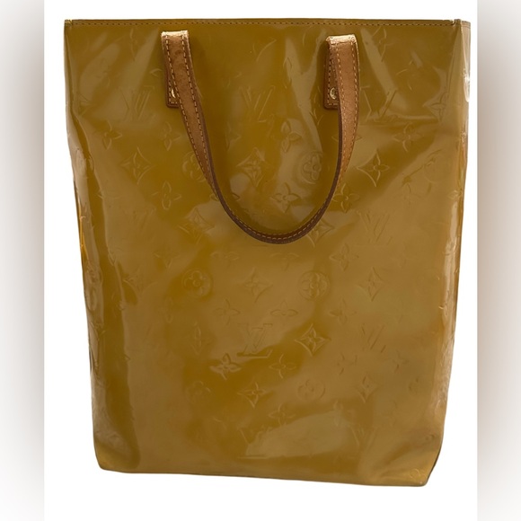LOUIS VUITTON Monogram Vernis Reade MM Hand Bag Yellow Patent Leather - Picture 3 of 13